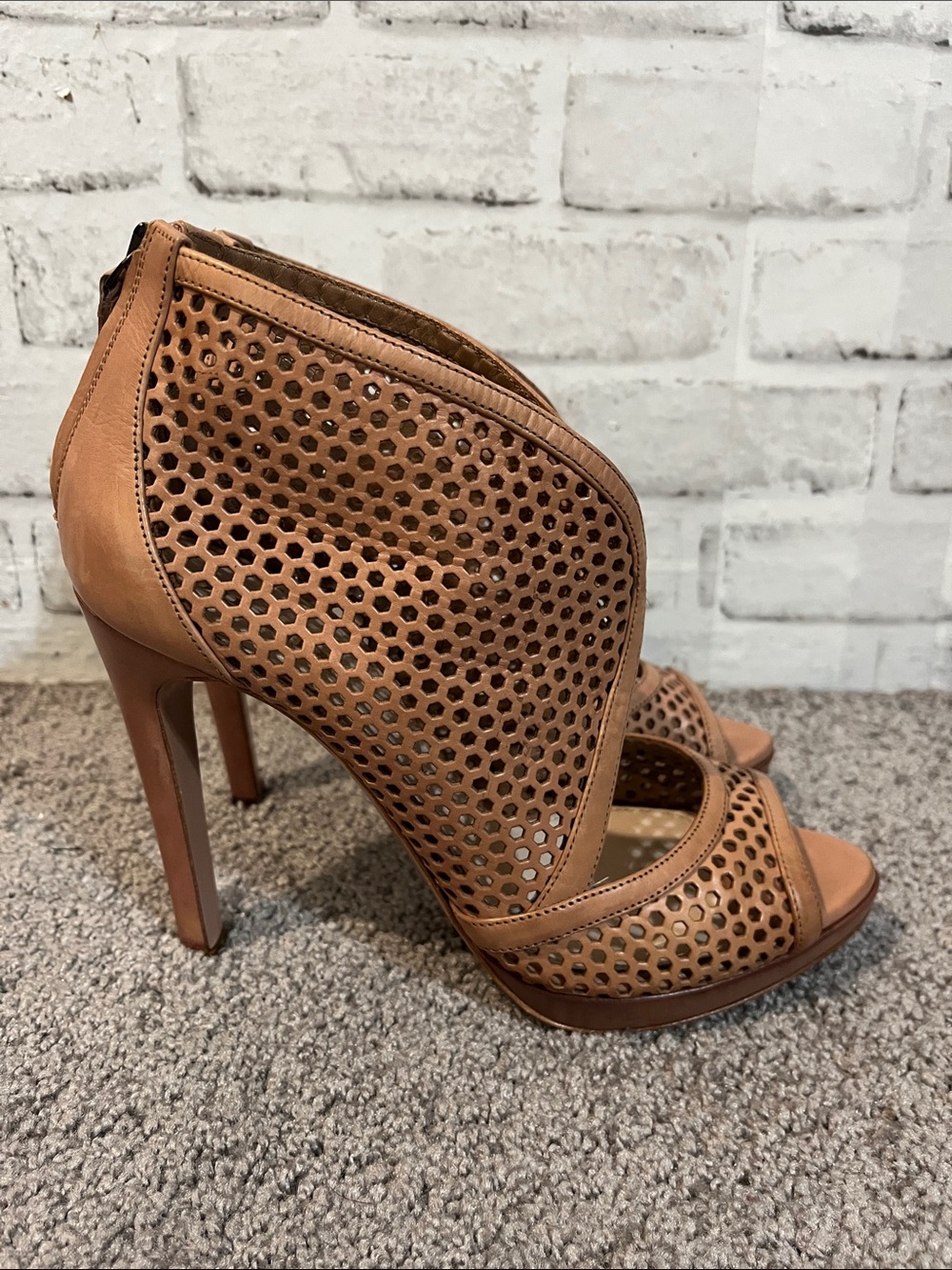 Prada perforated leather heels